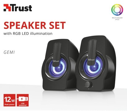 Зображення 7 Акустична система 2.0 Trust 2.0 Gemi RGB Black — 22948