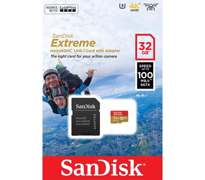 Зображення 2 Карта пам`яті SanDisk Extreme Action microSDHC V30 UHS-I U3 32GB + SD - SDSQXAF-032G-GN6AA
