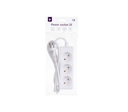 Изображение 3 Сетевой фильтр 2Е 2E-U03M1.8 1.8m White 3 розеток