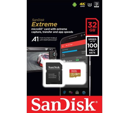 Зображення 4 Карта пам`яті SanDisk Extreme microSDHC V30 UHS-I U3 32GB + SD - SDSQXAF-032G-GN6MA
