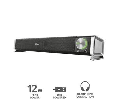 Зображення 7 Акустична система 2.0 Trust Asto Sound Bar PC Speaker Black — 21046