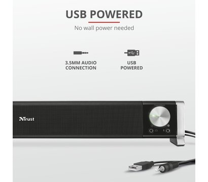 Зображення 10 Акустична система 2.0 Trust Asto Sound Bar PC Speaker Black — 21046