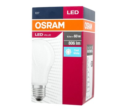 Зображення 2 Світлодіодна LED лампочка Osram Led Value A60 8,5W 806Lm 4000К E27