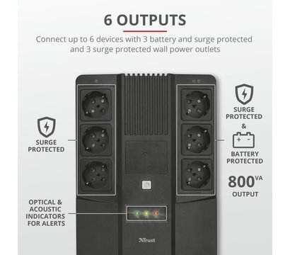 Зображення 7 ДБЖ резервний Trust Maxxon 800VA — 23326