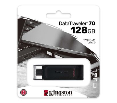 Зображення 3 USB флешка Kingston DataTraveler 70 Black 128GB USB 3.2 - DT70/128GB