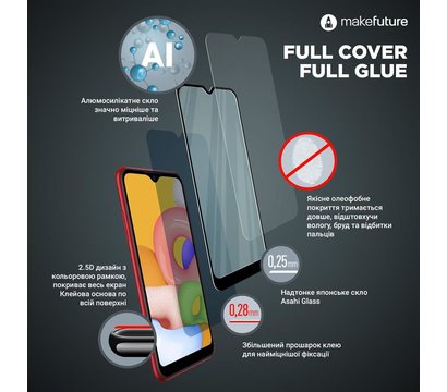 Зображення 3 Захисне скло MakeFuture для Samsung Galaxy A21s SM-A217 Full Cover Full Glue, 0.33 mm - MGF-SA21S