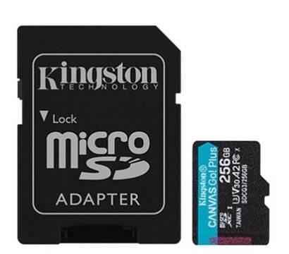 Зображення 2 Карта пам`яті Kingston Canvas Go Plus microSDXC Class10 256GB + SD adapter - SDCG3/256GB, Обсяг пам`яті: 256 Гб
