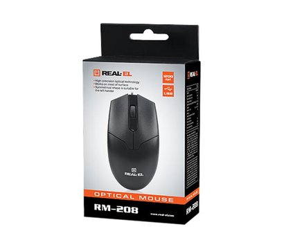 Изображение 2 Мышь REAL-EL RM-208 USB Black — EL123200030