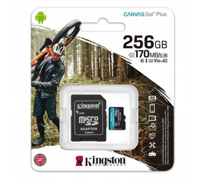 Зображення 6 Карта пам`яті Kingston Canvas Go Plus microSDXC Class10 256GB + SD adapter - SDCG3/256GB, Обсяг пам`яті: 256 Гб