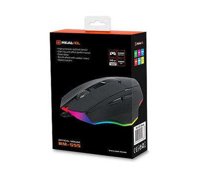 Изображение 7 Мышь REAL-EL RM-555 USB Black — EL123200032