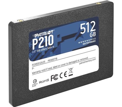 Зображення 3 SSD диск Patriot P210 512GB 2.5 SATAIII TLC — P210S512G25, Ємність накопичувача: 512 ГБ