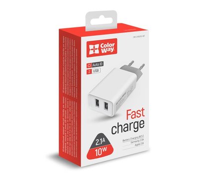 Зображення 7 Зарядний пристрій ColorWay AutoID (2USB 2.1A) White — CW-CHS015-WT