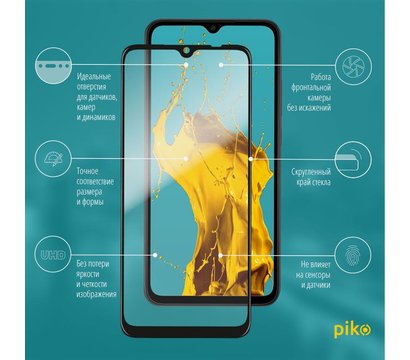 Изображение 2 Защитное стекло Piko для Xiaomi Redmi 9A Black Full Glue, 0.3mm, 2.5D - 1283126503986