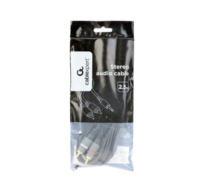 Изображение 2 Аудио кабель Cablexpert 2хRCA-3.5 мм, 2.5 м, black - CCA-352-2.5M