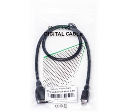 Изображение 3 Кабель PowerPlant USB2.0(AF)-MiniUSB(AM), OTG, 0.5м, Black - KD00AS1235