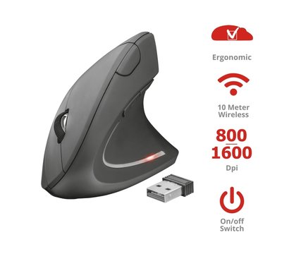 Изображение 7 Мышь Trust Verto Ergonomic WL Black — 22879