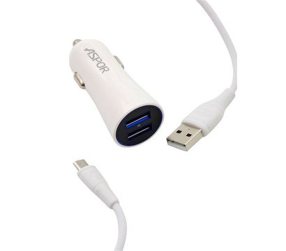 Зображення 2 Зарядний пристрій Aspor A902C (2USB 2.4A) White + кабель Lightning — 920006