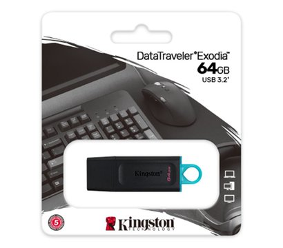 Изображение 3 Накопитель USB Kingston DataTraveler Exodia Black/Teal 64GB USB 3.2 - DTX/64GB