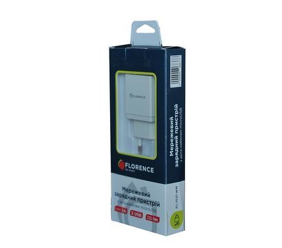 Зображення 3 Зарядний пристрій Florence (2xUSB 2A) White — FL-1021-WM