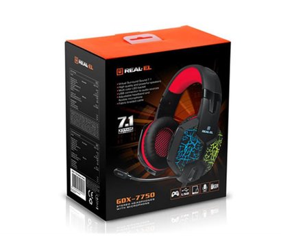 Зображення 10 Навушники REAL-EL GDX-7750 Black/Red — EL124100048 для ПК