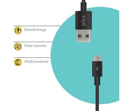 Изображение 2 Кабель Piko CB-UT10 USB-USB Type-C 0.2м Black - 1283126493843