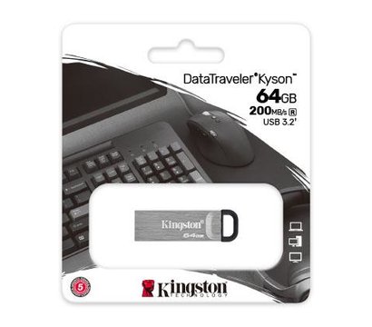 Зображення 3 Накопичувач USB Kingston DT Kyson 64GB USB 3.2 Silver/Black - DTKN/64GB