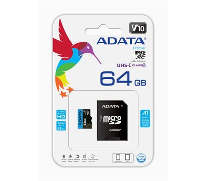 Зображення 5 Карта пам`яті A-Data microSDXC Class 10 64GB + SD adapter - AUSDX64GUICL10A1-RA1, Обсяг пам`яті: 64 Гб
