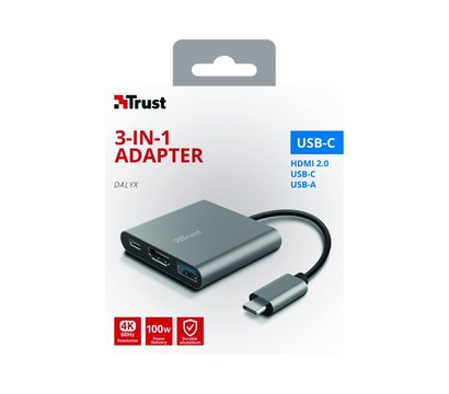 Изображение 12 USB Hub (хаб) Trust Dalyx 3-in-1 Multiport USB-C Adapter Aluminium — 23772