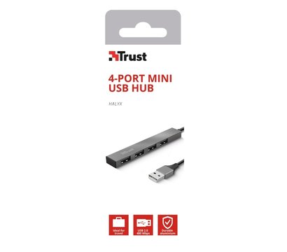 Изображение 12 USB хаб Trust Halyx Aluminium 4-Port Mini USB Hub — 23786