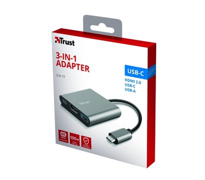 Изображение 13 USB Hub (хаб) Trust Dalyx 3-in-1 Multiport USB-C Adapter Aluminium — 23772