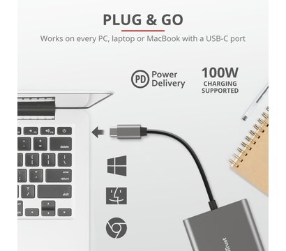 Изображение 8 USB Hub (хаб) Trust Dalyx 3-in-1 Multiport USB-C Adapter Aluminium — 23772
