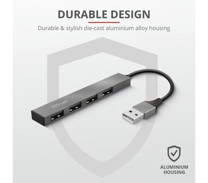 Изображение 8 USB хаб Trust Halyx Aluminium 4-Port Mini USB Hub — 23786