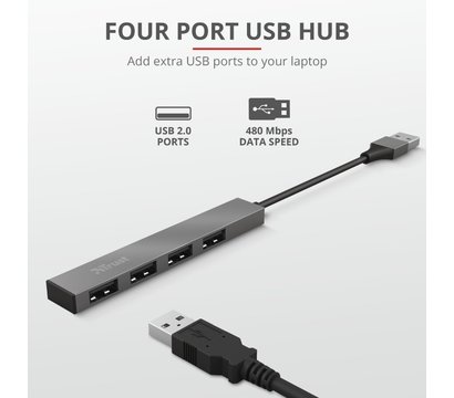 Изображение 9 USB хаб Trust Halyx Aluminium 4-Port Mini USB Hub — 23786