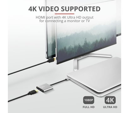 Изображение 10 USB Hub (хаб) Trust Dalyx 3-in-1 Multiport USB-C Adapter Aluminium — 23772