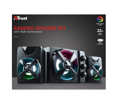 Зображення 13 Акустична система 2.1 Trust 2.1 Ziva RGB Black — 23644