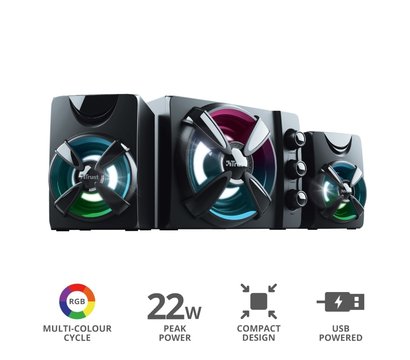 Зображення 7 Акустична система 2.1 Trust 2.1 Ziva RGB Black — 23644