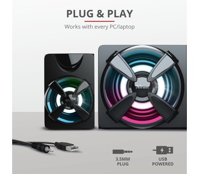 Зображення 9 Акустична система 2.1 Trust 2.1 Ziva RGB Black — 23644
