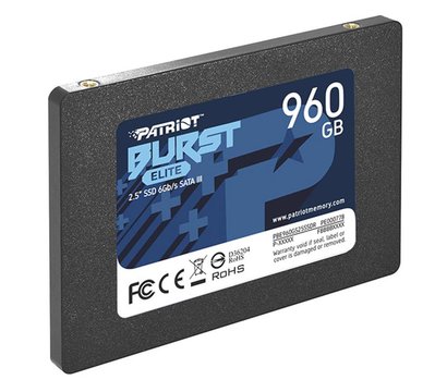 Зображення 2 Накопичувач SSD Patriot Burst Elite 960GB 2.5 SATA III TLC — PBE960GS25R, Ємність накопичувача: 960 ГБ