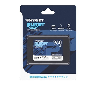 Зображення 3 Накопичувач SSD Patriot Burst Elite 960GB 2.5 SATA III TLC — PBE960GS25R, Ємність накопичувача: 960 ГБ