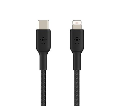 Зображення 2 Кабель Belkin USB-С - Lightning, BRAIDED, 1m, black - CAA004BT1MBK
