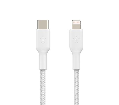Зображення 2 Кабель Belkin USB-С - Lightning, BRAIDED, 1m, white - CAA004BT1MWH