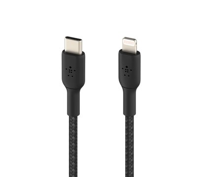 Зображення 3 Кабель Belkin USB-С - Lightning, BRAIDED, 1m, black - CAA004BT1MBK