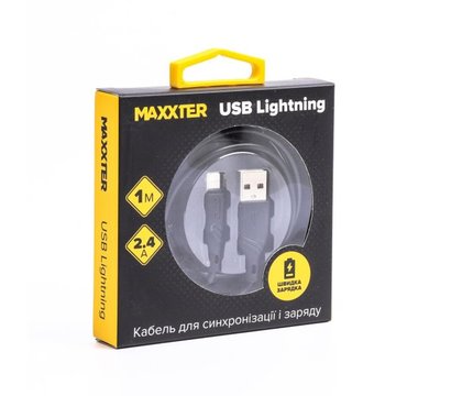 Зображення 2 Кабель Maxxter USB-Lightning 1м Black - UB-L-USB-02-1m