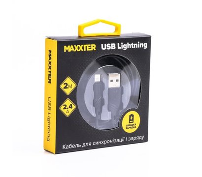 Изображение 2 Кабель Maxxter USB-Lightning 2м Black - UB-L-USB-02-2m