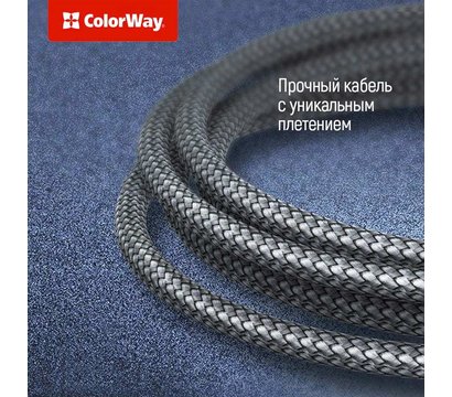 Изображение 4 Кабель ColorWay USB Type-C-Lightning, PD Fast Charging, 3.0А, 1м, Grey - CW-CBPDCL033-GR