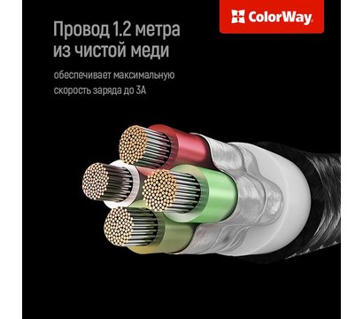 Изображение 5 Кабель ColorWay USB-Lightning+MicroUSB+USB Type-C, 1.2м Dark Grey - CW-CBU3003-GR