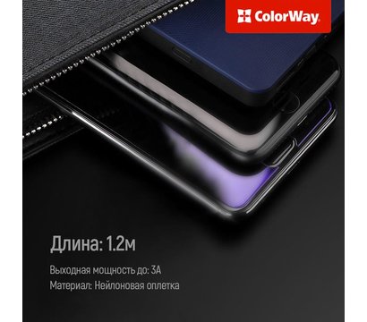 Изображение 6 Кабель ColorWay USB-Lightning+MicroUSB+USB Type-C, 1.2м Dark Grey - CW-CBU3003-GR