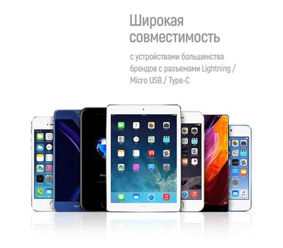 Изображение 8 Кабель ColorWay USB-Lightning+MicroUSB+USB Type-C, 1.2м Dark Grey - CW-CBU3003-GR