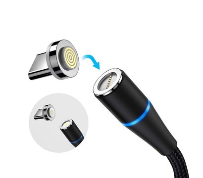 Зображення 4 Кабель ColorWay USB-Lightning + microUSB + USB-C Magnetic Data/Quick Charge, 2.4А, 1м, Black - CW-CB