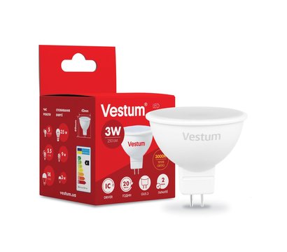 Изображение 2 LED лампа Vestum 1-VS-1502 MR16 3W 3000K GU5.3 на 30 Вт